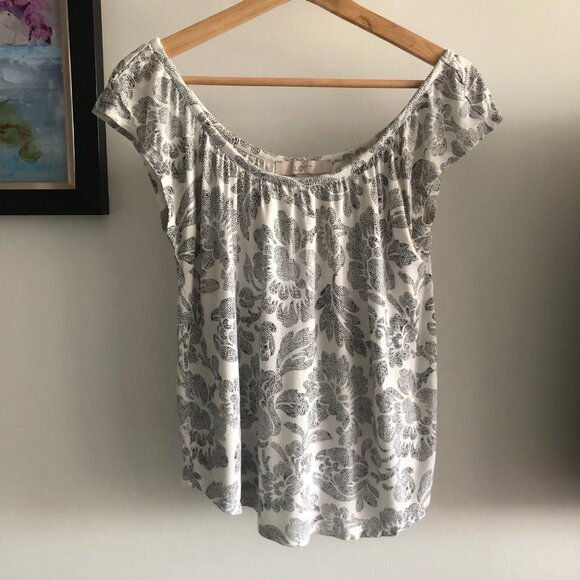 LOFT Women's White & Navy Floral Blouse - Xsmall/Small - Picture 1 of 3